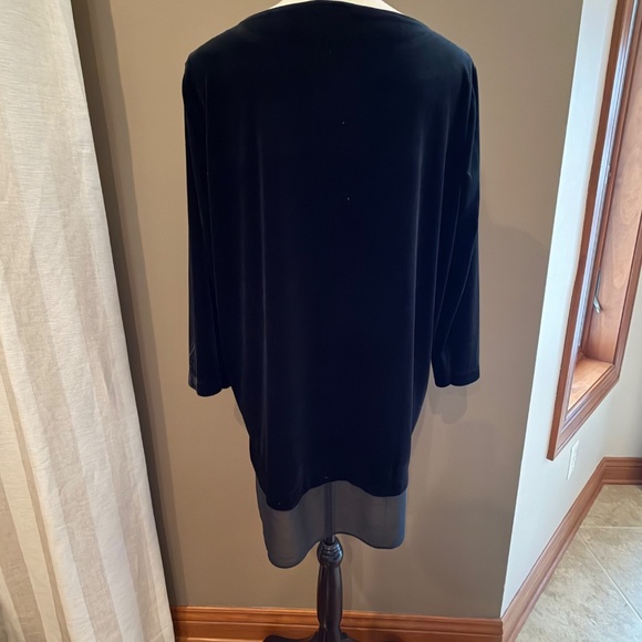 Easywear by Chicos Black Velvet Tunic with sheer hem, Size Large, (2) in Chico's - Picture 4 of 12